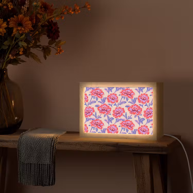 Bloemen - Patroon - Meerkleurig Light Box met kabel (Tafellamp) klein 924 -sfeer4