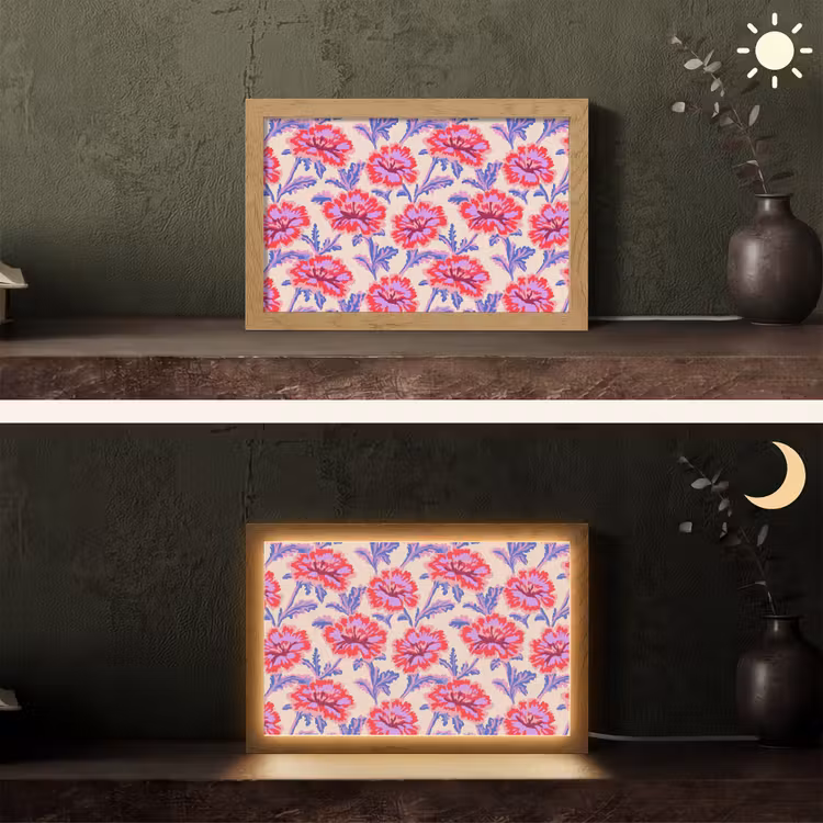 Bloemen - Patroon - Meerkleurig Light Box met kabel (Tafellamp) klein 924 -sfeer3