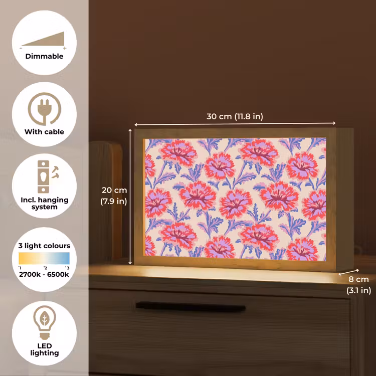 Bloemen - Patroon - Meerkleurig Light Box met kabel (Tafellamp) klein 924 -USP_EN