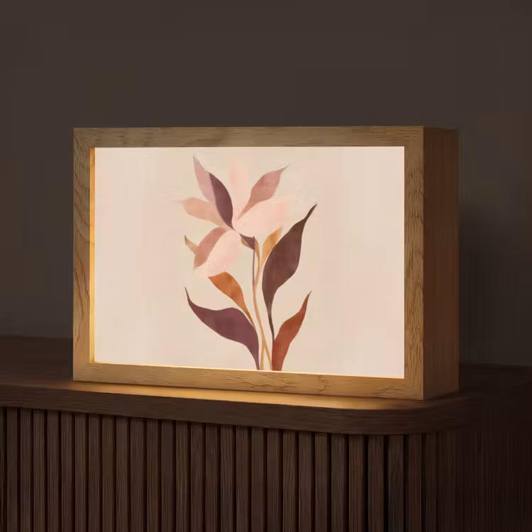 Bloemen - Blaadjes - Minimalistisch - Roze Light Box met kabel (Tafellamp) klein -z3d_website