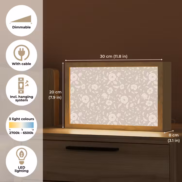 Bloemen - Blaadjes - Patroon Light Box met kabel (Tafellamp) klein 924 -USP_EN