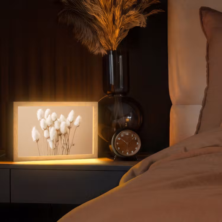 Bloemen - Planten - Bruin - Pastel Light Box met kabel (Tafellamp) klein -sfeer1