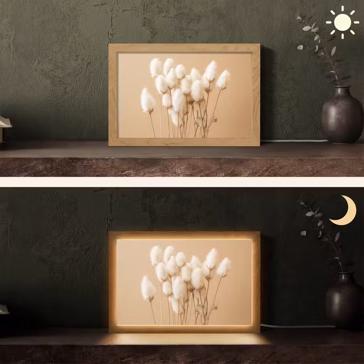Bloemen - Planten - Bruin - Pastel Light Box met kabel (Tafellamp) klein -sfeer3