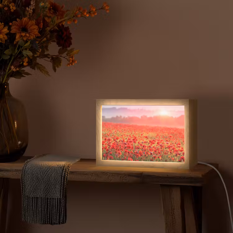 Bloemen - Klaprozen - Rood - Bloemenveld Light Box met kabel (Tafellamp) klein -sfeer4