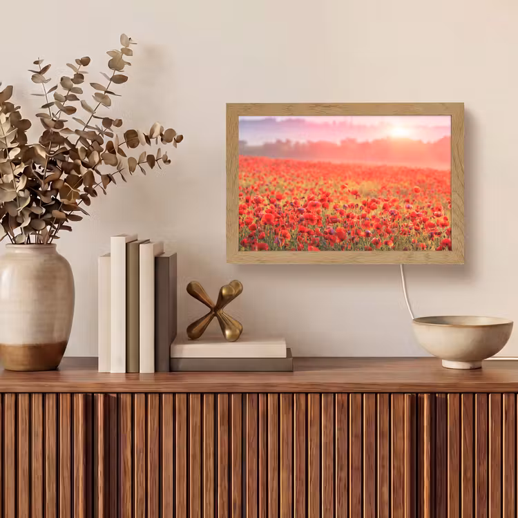 Bloemen - Klaprozen - Rood - Bloemenveld Light Box met kabel (Tafellamp) klein -sfeer2