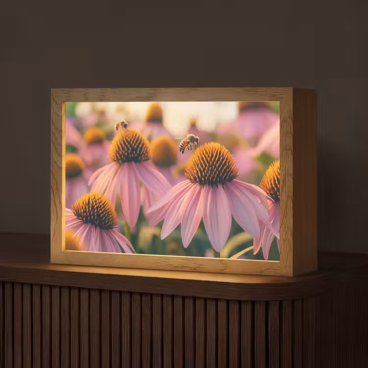 Bloemen - Paars - Bijen Light Box met kabel (Tafellamp) klein -z3d_website