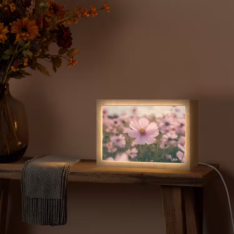 Bloemen - Paars - Wazig Light Box met kabel (Tafellamp) klein -sfeer4