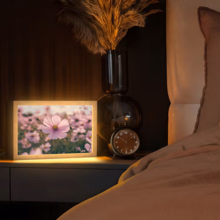 Bloemen - Paars - Wazig Light Box met kabel (Tafellamp) klein -sfeer1