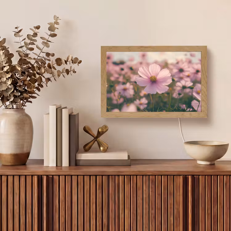 Bloemen - Paars - Wazig Light Box met kabel (Tafellamp) klein -sfeer2
