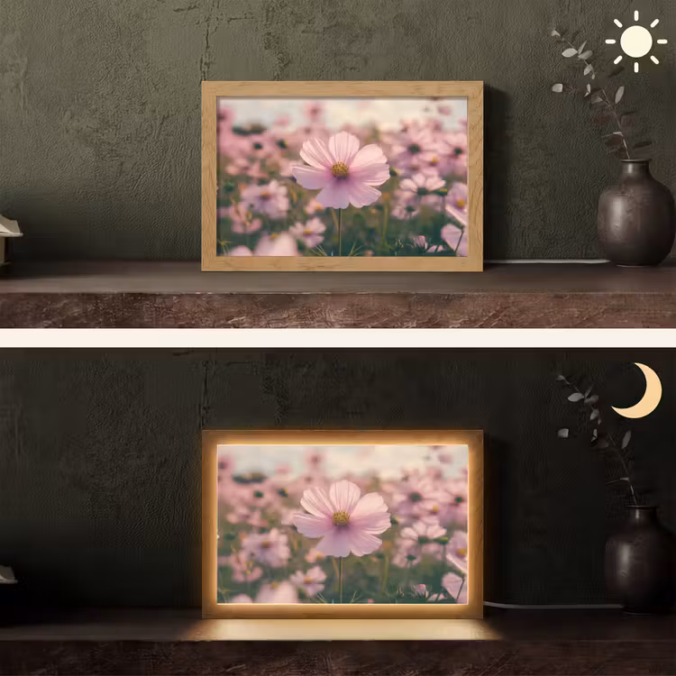 Bloemen - Paars - Wazig Light Box met kabel (Tafellamp) klein -sfeer3