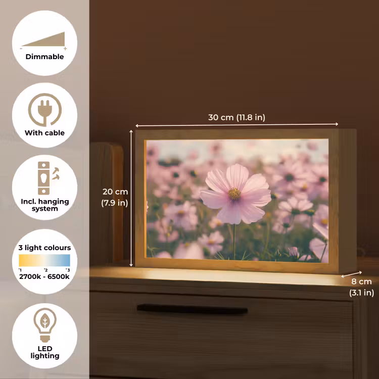 Bloemen - Paars - Wazig Light Box met kabel (Tafellamp) klein -USP_EN