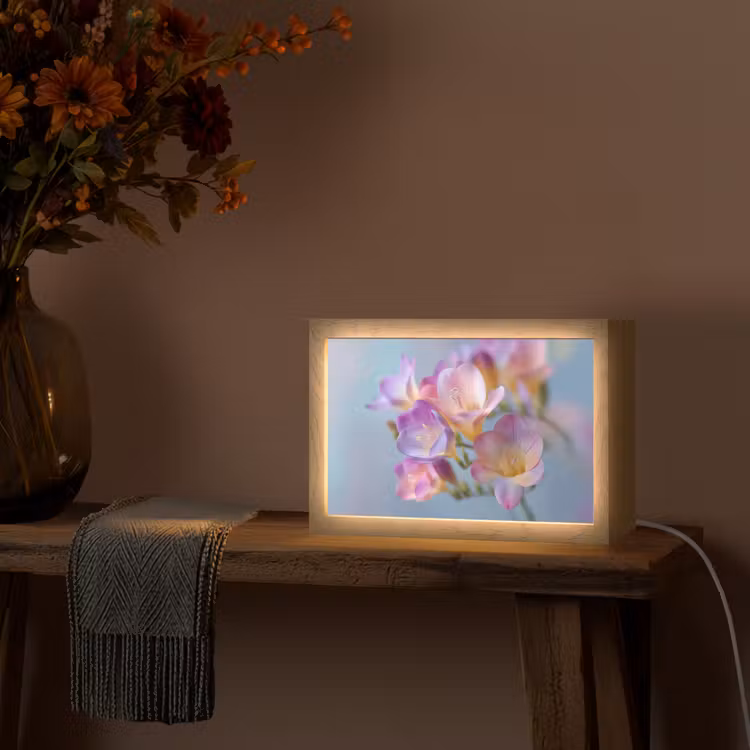 Bloemen - Paars - Overloop - Meeldraden Light Box met kabel (Tafellamp) klein -sfeer4