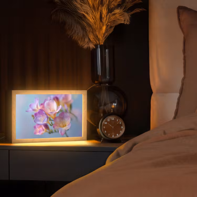 Bloemen - Paars - Overloop - Meeldraden Light Box met kabel (Tafellamp) klein -sfeer1