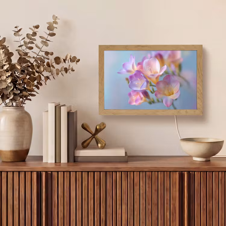 Bloemen - Paars - Overloop - Meeldraden Light Box met kabel (Tafellamp) klein -sfeer2
