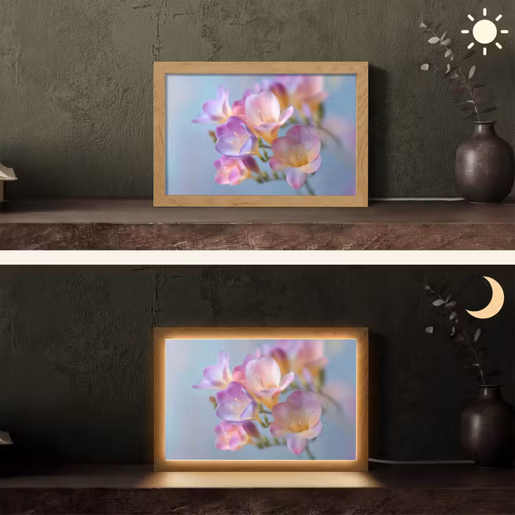 Bloemen - Paars - Overloop - Meeldraden Light Box met kabel (Tafellamp) klein -sfeer3