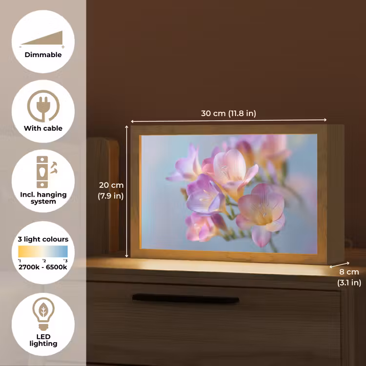 Bloemen - Paars - Overloop - Meeldraden Light Box met kabel (Tafellamp) klein -USP_EN