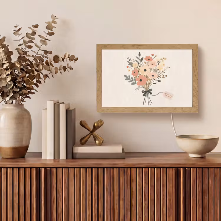 Bloemen - Quote - Beige - Lint Light Box met kabel (Tafellamp) klein -sfeer2