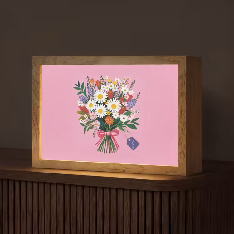 Bloemen - Quote - Kaartje - Kleurrijk Light Box met kabel (Tafellamp) klein -z3d_website