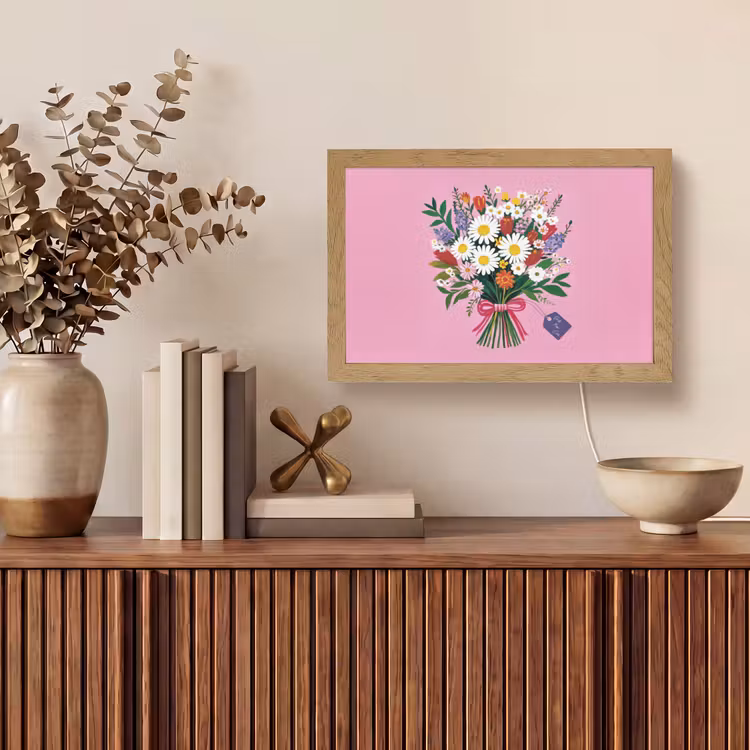 Bloemen - Quote - Kaartje - Kleurrijk Light Box met kabel (Tafellamp) klein -sfeer2