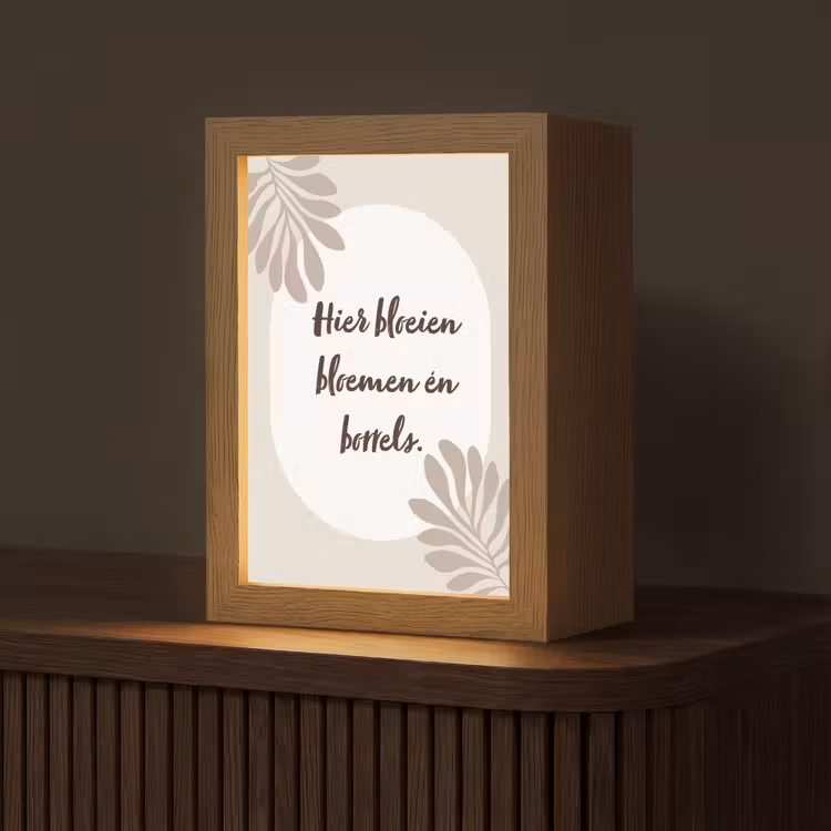 Bloemen - Quote - Zomer - Beige Light Box met kabel (Tafellamp) klein -z3d_website