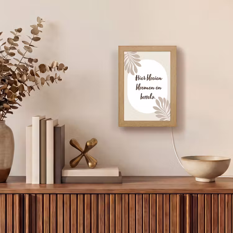 Bloemen - Quote - Zomer - Beige Light Box met kabel (Tafellamp) klein -sfeer2