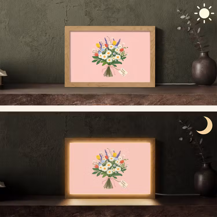 Bloemen - Lint - Kaartje Light Box met kabel (Tafellamp) klein -sfeer3