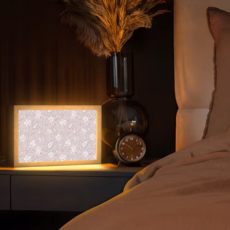Bloemen - Getekend - Lavendel Light Box met kabel (Tafellamp) klein 924 -sfeer1