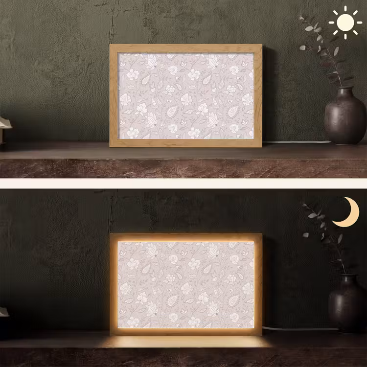 Bloemen - Getekend - Lavendel Light Box met kabel (Tafellamp) klein 924 -sfeer3