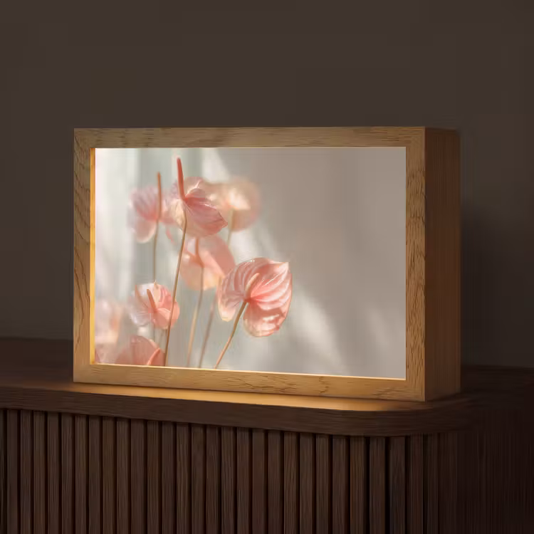 Bloemen - Stelen - Roze - Schaduw Light Box met kabel (Tafellamp) klein -z3d_website