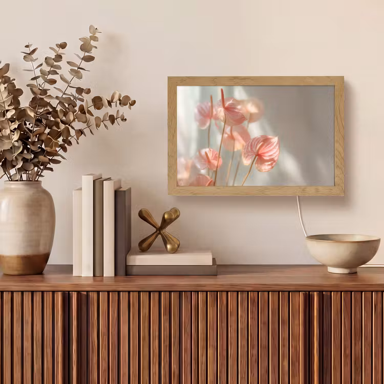 Bloemen - Stelen - Roze - Schaduw Light Box met kabel (Tafellamp) klein -sfeer2