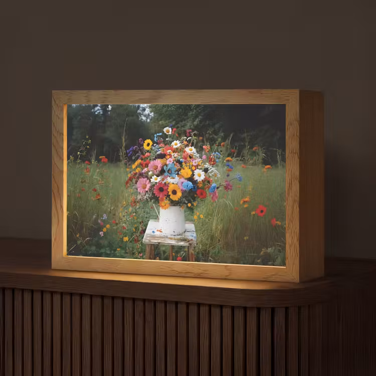 Bloemen - Krukje - Gieter - Veld Light Box met kabel (Tafellamp) klein -z3d_website