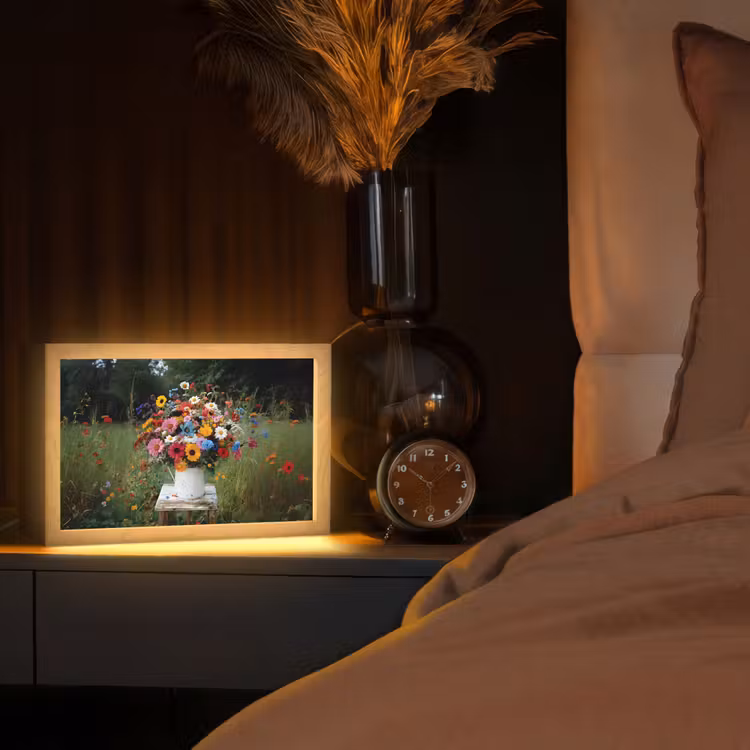 Bloemen - Krukje - Gieter - Veld Light Box met kabel (Tafellamp) klein -sfeer1
