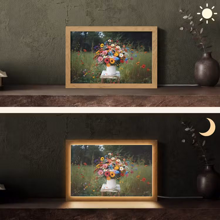 Bloemen - Krukje - Gieter - Veld Light Box met kabel (Tafellamp) klein -sfeer3
