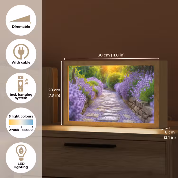 Bloemen - Pad - lavendel - Tuin Light Box met kabel (Tafellamp) klein -USP_EN