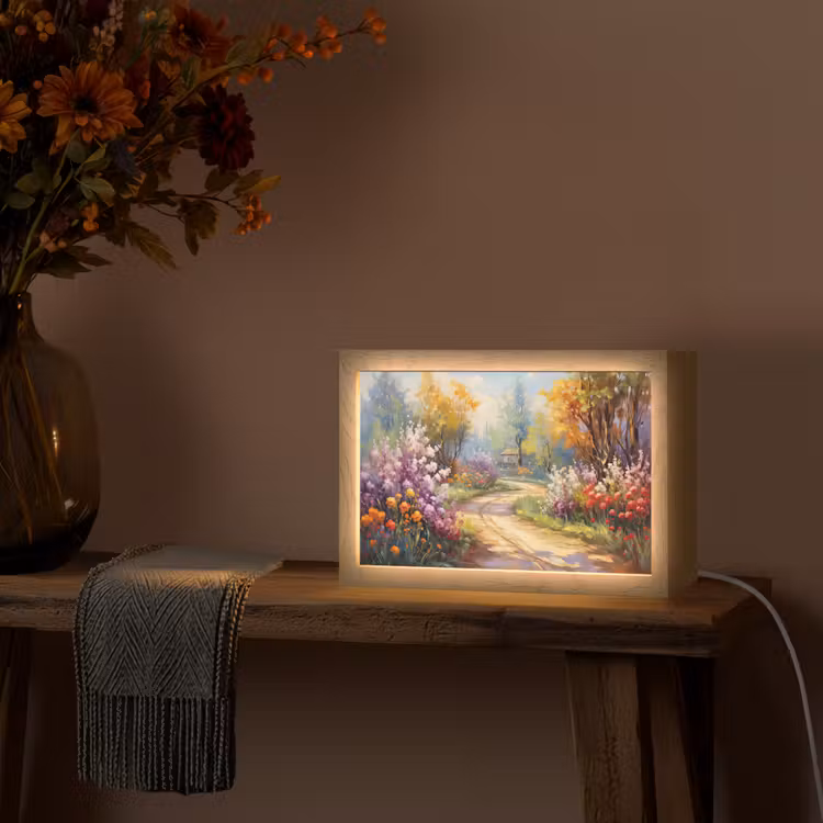 Bloemen - Bomen - Kunst - Watercolor Light Box met kabel (Tafellamp) klein -sfeer4