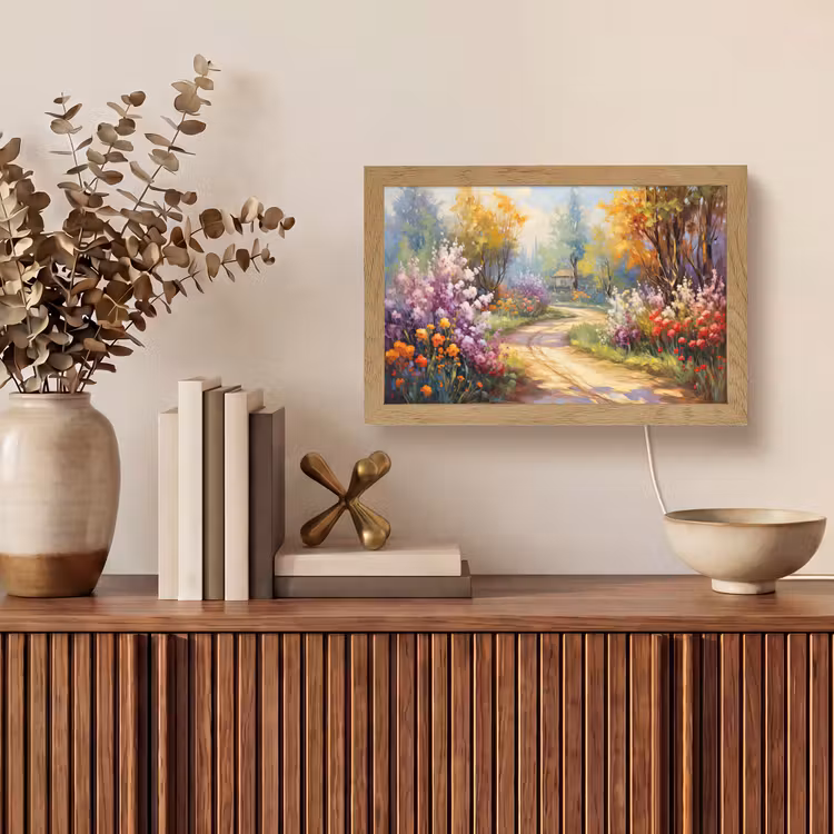 Bloemen - Bomen - Kunst - Watercolor Light Box met kabel (Tafellamp) klein -sfeer2