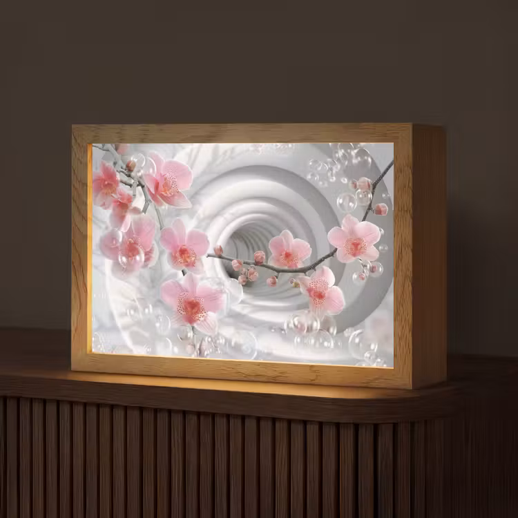 Bloemen - Tunnel - Abstact - 3D effect Light Box met kabel (Tafellamp) klein -z3d_website