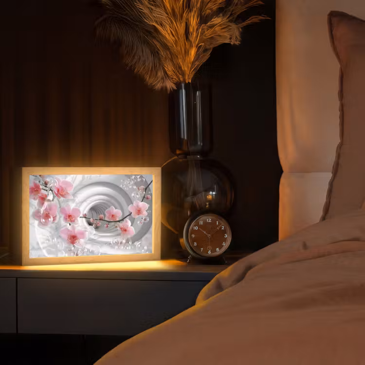Bloemen - Tunnel - Abstact - 3D effect Light Box met kabel (Tafellamp) klein -sfeer1
