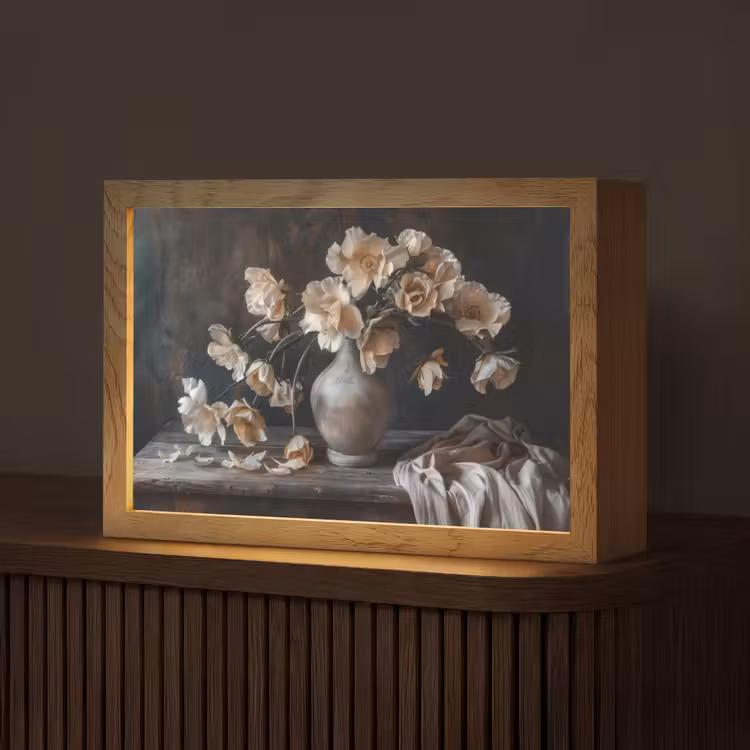 Bloemen - Vaas - Kunst - Stilleven Light Box met kabel (Tafellamp) klein -z3d_website