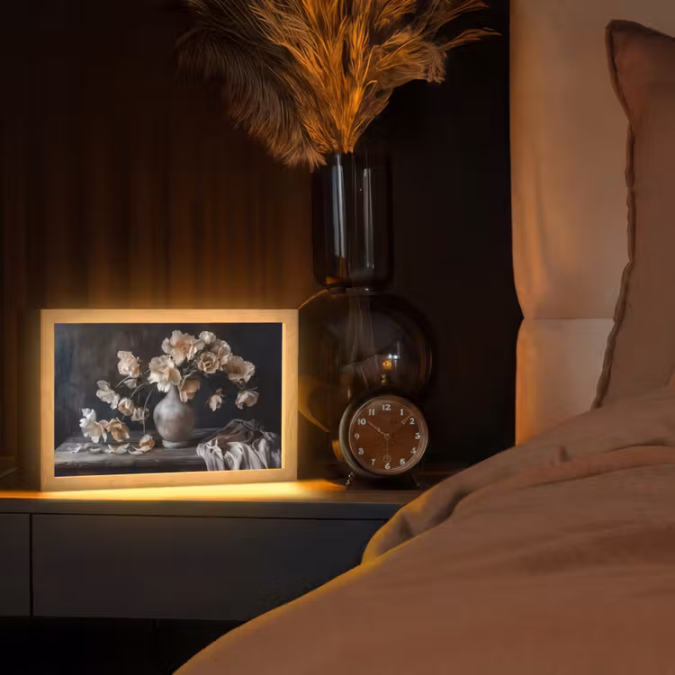Bloemen - Vaas - Kunst - Stilleven Light Box met kabel (Tafellamp) klein -sfeer1