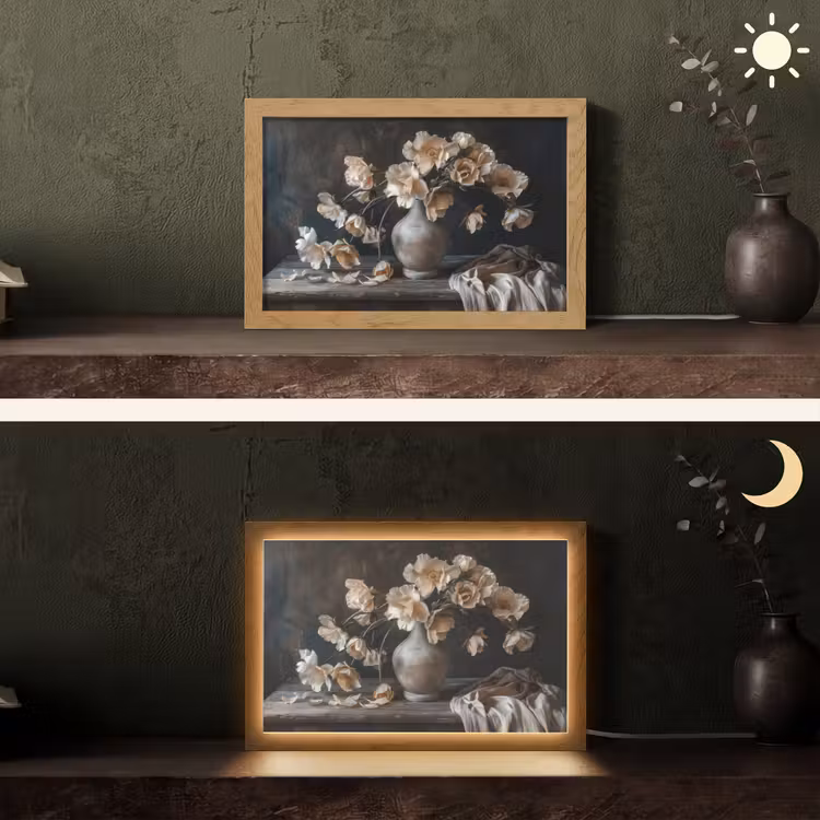 Bloemen - Vaas - Kunst - Stilleven Light Box met kabel (Tafellamp) klein -sfeer3