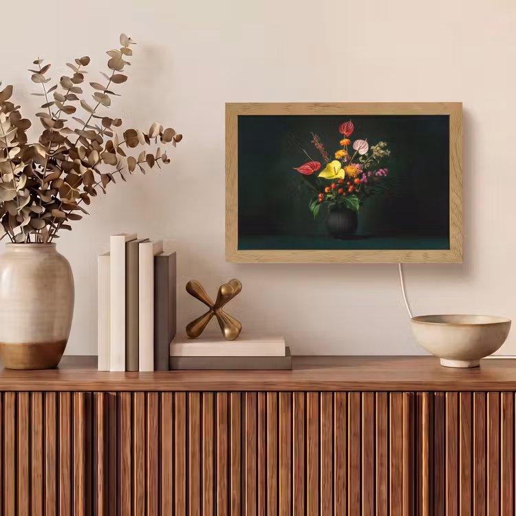 Bloemen - Vaas - Zwart Light Box met kabel (Tafellamp) klein -sfeer2