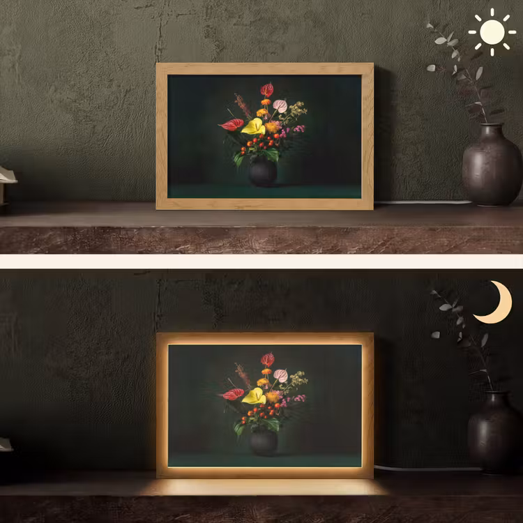 Bloemen - Vaas - Zwart Light Box met kabel (Tafellamp) klein -sfeer3