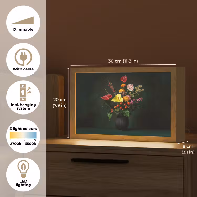 Bloemen - Vaas - Zwart Light Box met kabel (Tafellamp) klein -USP_EN