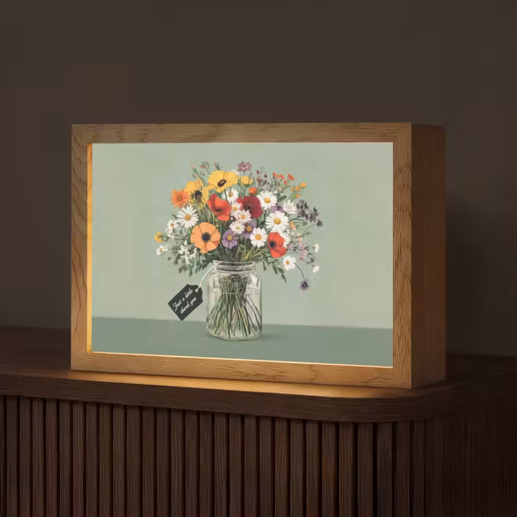 Bloemen - Vaas - Kaartje Light Box met kabel (Tafellamp) klein -z3d_website