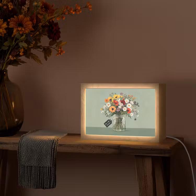 Bloemen - Vaas - Kaartje Light Box met kabel (Tafellamp) klein -sfeer4