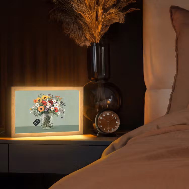 Bloemen - Vaas - Kaartje Light Box met kabel (Tafellamp) klein -sfeer1