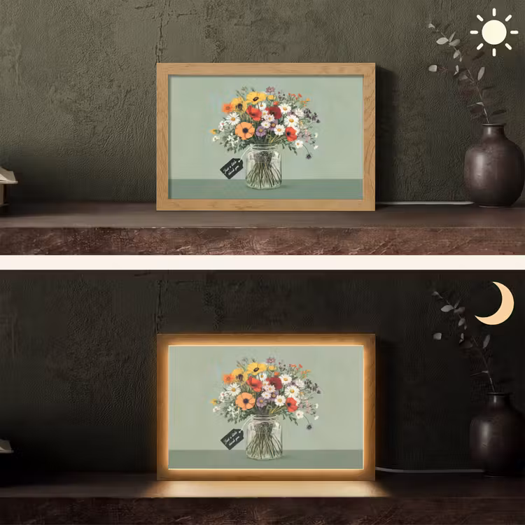 Bloemen - Vaas - Kaartje Light Box met kabel (Tafellamp) klein -sfeer3