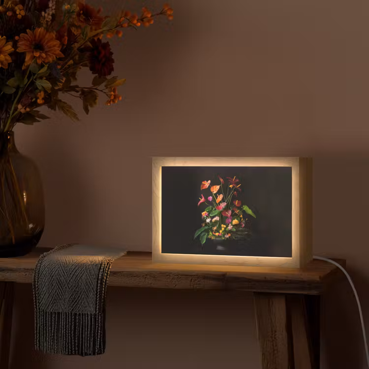 Bloemen - Vaas - Kleurrijk Light Box met kabel (Tafellamp) klein -sfeer4