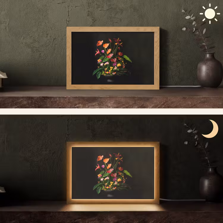 Bloemen - Vaas - Kleurrijk Light Box met kabel (Tafellamp) klein -sfeer3